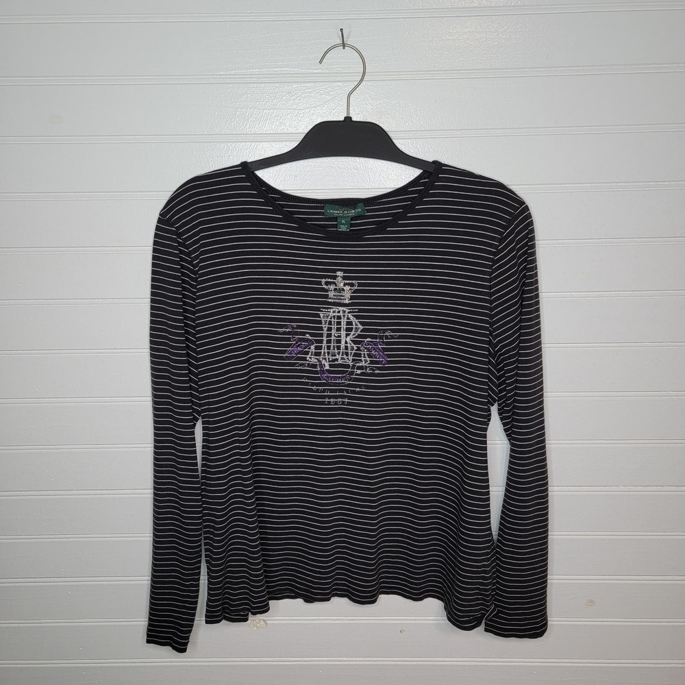 Vintage Y2K Lauren Ralph Lauren Size XL Long Sleeve Shirt Goth Punk Logo Grunge‎